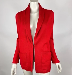 Anthropologie HWR Monogram Owen Red Long Cardigan Wool Button-up Sweater Women - Picture 1 of 14