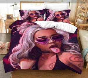 Duvet Cover And 2 Pillowcases US King Beautiful Ebony Women - Picture 1 of 4