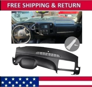 Black Dash Cover For 2007-2014 Silverado 1500 LS LT 1-Piece Textured Overlay - Picture 1 of 18