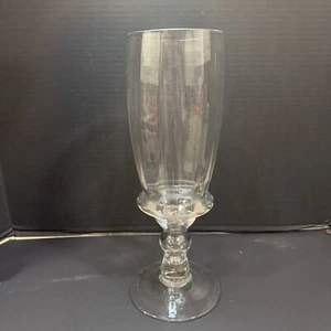 Tall Ribbed Clear Glass 13.75” Hurricane Candle Holder, Vase, Apothecary - Picture 1 of 11
