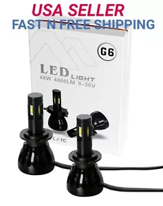 G6 LED HEAD LIGHTS 48W 4800L 9600 LUMEN TOTAL 9-36V 6000K IP68 9007 USA SELLER - Foto 1 di 12