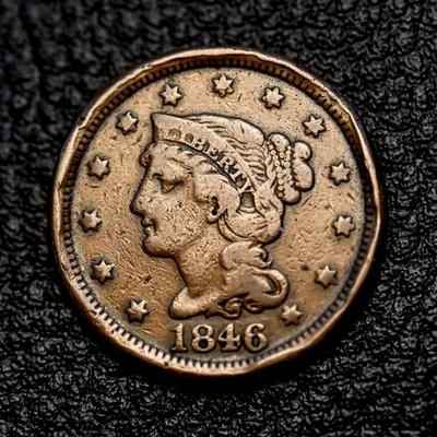 (ITM-7403) 1846 Braided Hair Cent ~ Fine (F / FN) Details ~ COMBINED SHIPPING! - Image 1 of 3