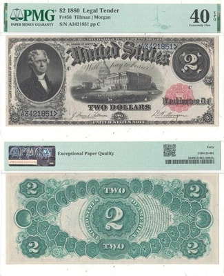 1880 $2 Legal Tender Note Fr-56 PMG XF-40 EPQ - Image 1 of 3