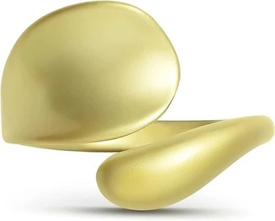 Adjustable Chunky Rings 14K, Thumb Knuckle Signet Infinity Wave, Stacking Spoon - Image 1 of 2