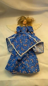 Vintage Barbie Wearing Blue Candy Cane Dress With White Angel Wings Mattel 1966  - Bild 1 von 9