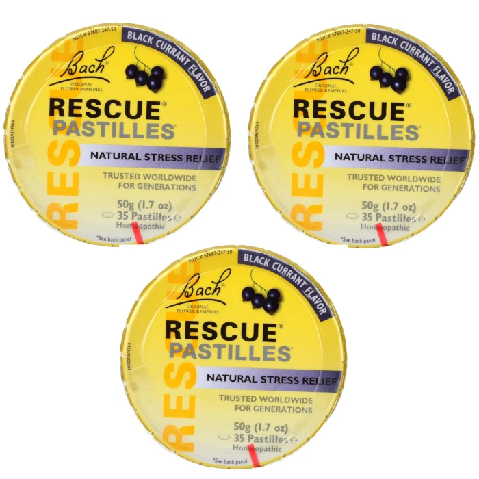 Pastillas de rescate remedios florales de Bach grosella negra 1,7 oz, 50 g (paquete de 3) Foto 1 de 4