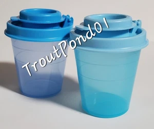 TUPPERWARE Salt and Pepper Shakers Midgets Shades of Blue 2 oz Mini Bowls Lid - Picture 1 of 3