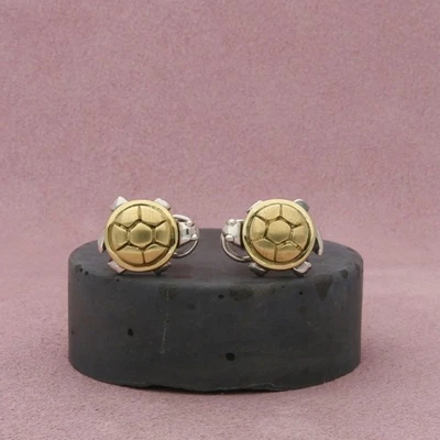 saint by sarah jane sterling silver 18k gold sheldon turtle omega-back earrings - Image 1 of 3