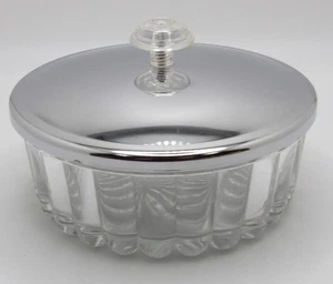 VTG Clear Glass Trinket/Candy Dish w/ Chrome Lid - Picture 1 of 9