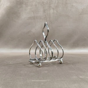 Porte-toast en métal argenté décor à jonc noué Made in France Vintage 1900 - Imagen 1 de 7