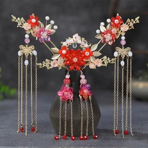 1 Set Alloy Wedding Hair Sticks Flower Earrings Hairpin Set  Photos Prop - Picture 1 of 14