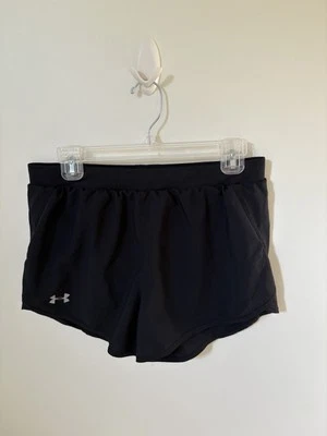 Under Armour Womens Size M Shorts HeatGear Black Running Loose Fit Lined Stretch - image 1 of 4