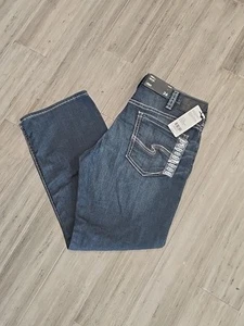 Silver Jeans NWT Men’s Gordie 36X30 Jeans Dark Wash Denim Straight Leg - Picture 1 of 9