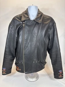 Giacca pelle moto Harley Davidson invecchiata uomo taglia XL reg goffrata - Foto 1 di 18