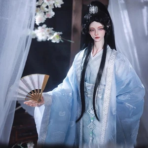 Juego completo 1/3 BJD muñeca estilo antiguo hombre guapo maquillaje facial pelucas largas juguete Hanfu - Imagen 1 de 11