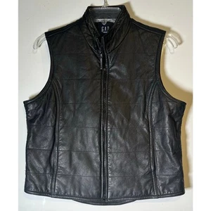 Vintage Gap Leather Vest Womens Medium M 1999 Quilted Motorcycle Biker Lined - Picture 1 of 6