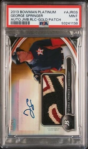 2013 Bowman Platinum GEORGE SPRINGER Signed Auto Jumbo Patch RC Card PSA 9 Slab - Picture 1 of 2