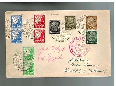 1938 Sudetenland Germany Graf Zeppelin II Cover Reichenberg back cancel LZ 130 - Image 1 of 2