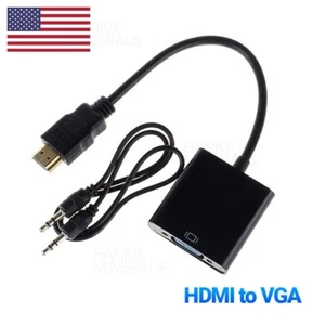HDMI Male to VGA Female Adapter Converter 1080P With Audio Cable PC Monitor TV - Picture 1 of 2