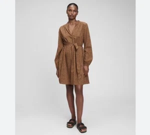 GAP Kleid mit Bindegürtelmuster S Tall Animalprint Leopard Bindegürtel Langarm ST - Bild 1 von 7