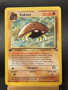 Pokemon Card Kabuto 50/62 1st Edition Fossil WOTC Light Play - Picture 1 of 2