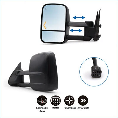 Towing Mirrors For 2000 2001 2002 Chevrolet Tahoe Power Heated Manual Folding - Image 1 of 4