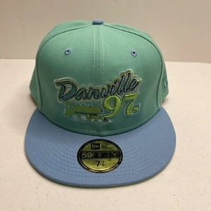 Cappello Berretto Danville 97s MILB New Era Buffalo Blu Menta Verde 59FIFTY 7 7/8 Nuovo - Foto 1 di 5