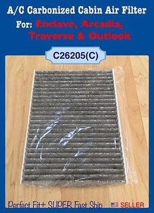 A/C Carbonized Cabin Filter For Enclave Traverse Acadia Outlook 26205C - Picture 1 of 4