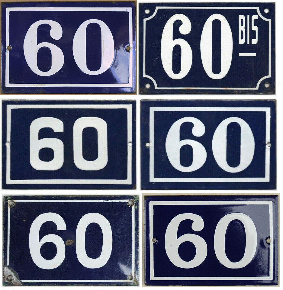 Antiga casa francesa azul número 60 B porta portão cerca parede placa placa placa - Imagem 1 de 1