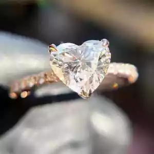 1.50CT Heart Moissanite Solitaire Wedding Engagement Ring 14k Rose Gold Plated - Picture 1 of 6