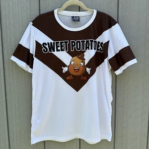CA Men Jersey Size L White Brown Sweet Potatoes Logo Novelty - Bild 1 von 19