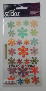 Sticko Funky bunte Blumen Sammelalbum Aufkleber Blatt - Bild 1 von 1