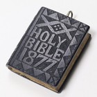 An Antique Irish Bog Oak Holy Bible Pendant, Named Alice P, Dated 1877.