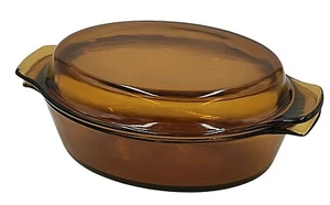 Anchor Hocking Schale mit Deckel 433 Braunglas Braun Kasserolle Oval 1,5 Quart - Bild 1 von 7