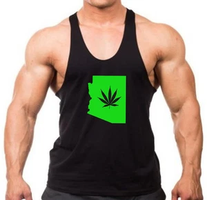 Herren Arizona State Weed Leaf Map Stringer Tank Top Shirt Muskeltraining AZ V346 - Bild 1 von 3