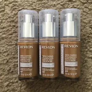 3x Revlon Illuminance Skin Caring Liquid Foundation 417 WARM CARAMEL - Picture 1 of 2