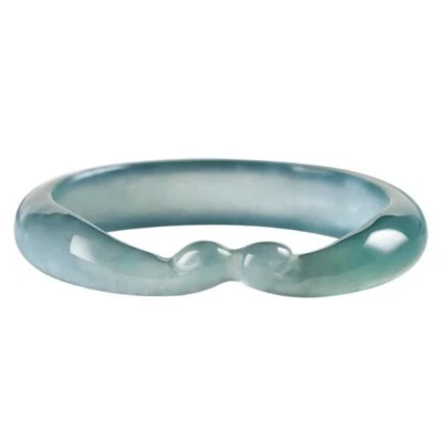 Certified Grade A Green Natural Burma Jade jadeite Hand-Carved Magic Hoop Ring - Image 1 of 4