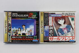 Lot 2 Neon Genesis Evangelion 2 2nd & Iron Maiden SEGA Saturn SS Japan Import