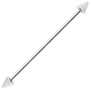 Industrial Piercing Barbell 14G with 4mm Spike Beads Ends - Picture 1 of 1