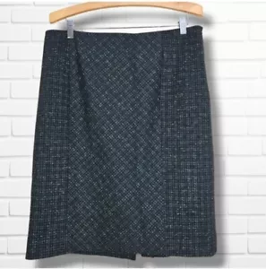Carlisle Pencil Skirt Womens Size 14 Black Tweed Back Slit - Picture 1 of 13