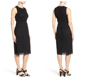 CLASSIQUES ENTIER SMOCKED EYELET SHEATH JEWEL NECK DRESS Sz 10 NWT $ 299 - Picture 1 of 4