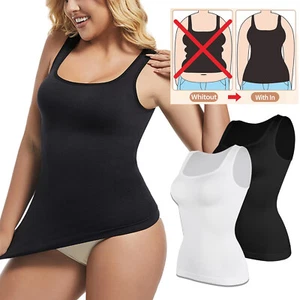 Women Tummy Control Square Neck Vest Top Camisole Slim Compression Body Shaper - Afbeelding 1 van 21