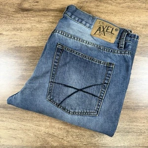 TK Axel Trumbull Jeans Mens 36x32 Straight Slim Fit Denim Cotton Blue Medium - Picture 1 of 9