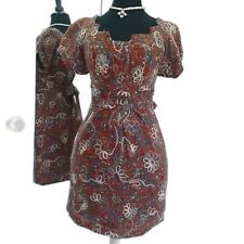 Chelsea & Violet Vintage Embroidered Floral Belted Lined 100%Cotton Mini Dress S