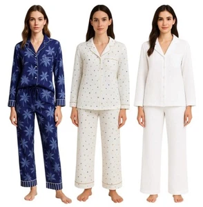 Ladies EX Marks Pure Cotton Revere Collar Summer PJ'S Button Up Pyjamas-RRP £35 - Picture 1 of 7