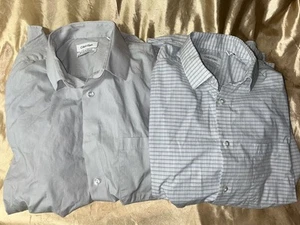 LOT of 2 CALVIN KLEIN 16 32/33 Wrinkle-Resistant Spread Collar Glen Plaid Shirt - Picture 1 of 7