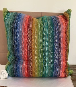MACKENZIE-CHILDS JAIPUR MULTI -STRIPE PILLOW,NEW WITH TAGS,ORIGINAL WRAP - Picture 1 of 2