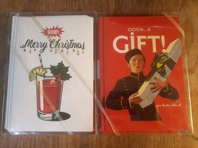 24 Merry Christmas Cards (2 Design, 24 Cards) - Bloody Merry And Oooh A Gift  T4 - Image 1 of 4