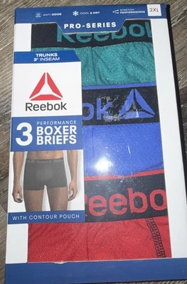 Reebok ~ 3-Pair Mens Boxer Brief Trunks Performance Polyester 3" Inseam ~ 2XL - Image 1 of 3