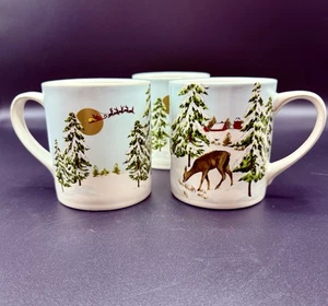 Auslaufmodell Williams Sonoma Vintage Holiday Becher 3er Set Santa Evergreen Trees - Bild 1 von 9